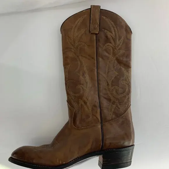Texas Brand Western Cowboy Boots Brown Men's Size 9M - Picture 3 of 16